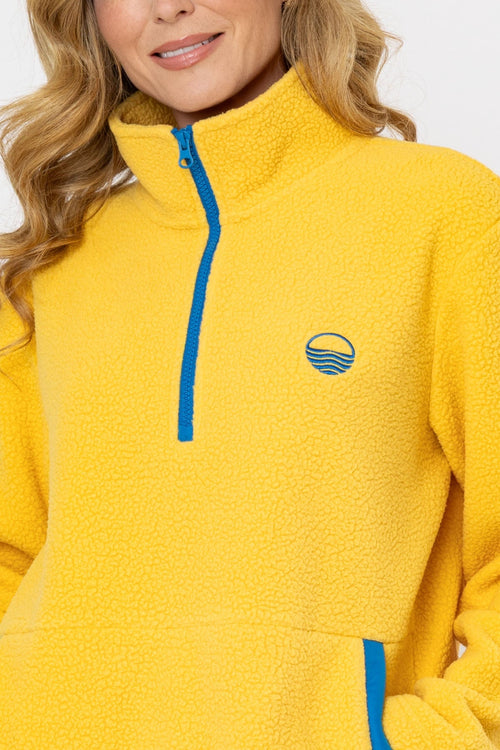 Carraig Donn Bronagh Fleece With Contrast Zip & Pockets in Amber