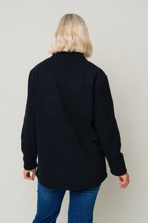 Carraig Donn Bronagh Fleece With Contrast Zip & Pockets in Black