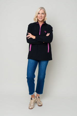 Carraig Donn Bronagh Fleece With Contrast Zip & Pockets in Black