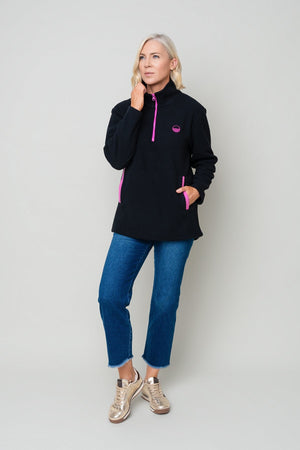 Carraig Donn Bronagh Fleece With Contrast Zip & Pockets in Black