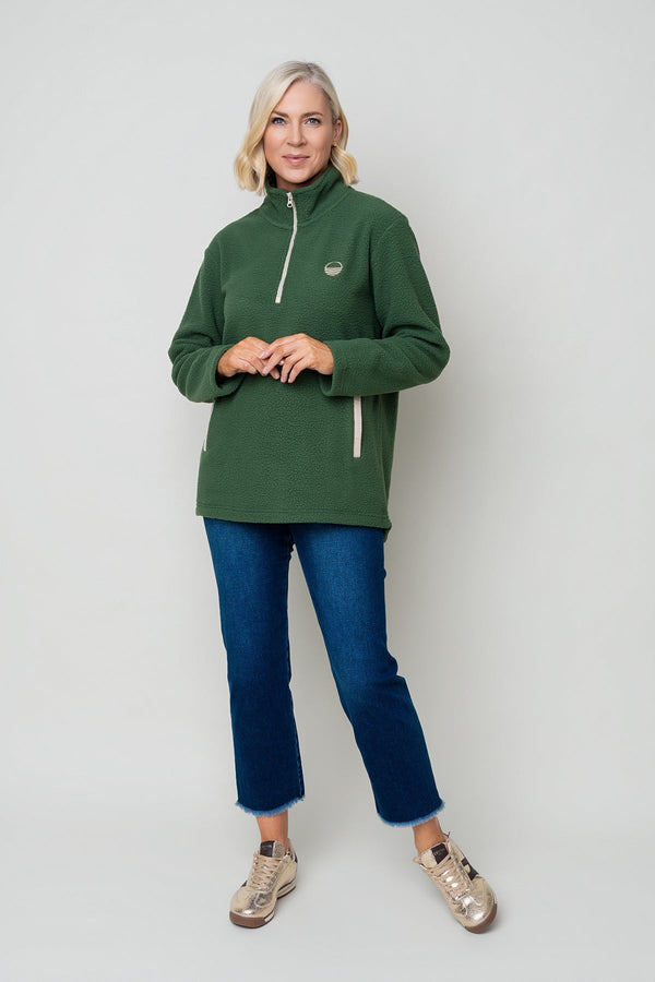 Carraig Donn Bronagh Fleece With Contrast Zip & Pockets in Forest