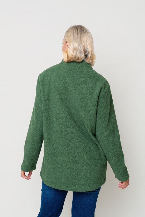 Carraig Donn Bronagh Fleece With Contrast Zip & Pockets in Forest