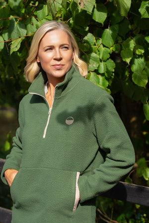 Carraig Donn Bronagh Fleece With Contrast Zip & Pockets in Forest