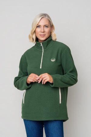 Carraig Donn Bronagh Fleece With Contrast Zip & Pockets in Forest