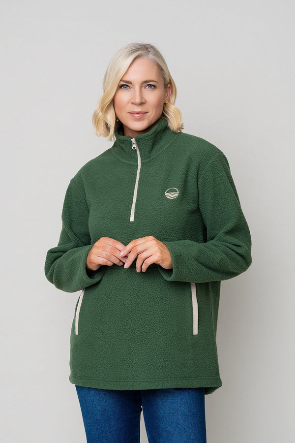Carraig Donn Bronagh Fleece With Contrast Zip & Pockets in Forest
