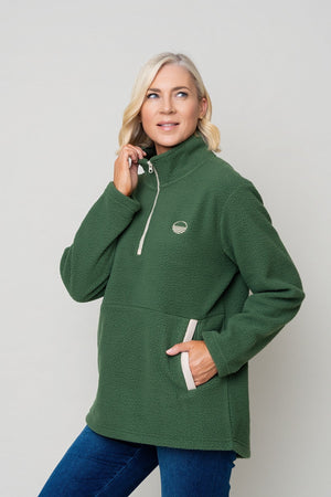 Carraig Donn Bronagh Fleece With Contrast Zip & Pockets in Forest