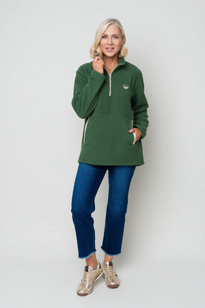 Carraig Donn Bronagh Fleece With Contrast Zip & Pockets in Forest