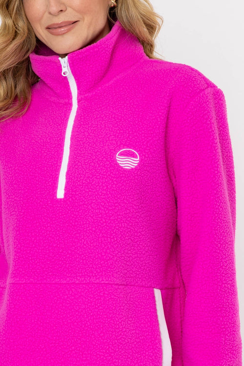 Carraig Donn Bronagh Fleece With Contrast Zip & Pockets in Fuchsia