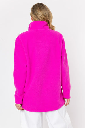 Carraig Donn Bronagh Fleece With Contrast Zip & Pockets in Fuchsia
