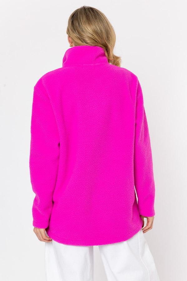 Carraig Donn Bronagh Fleece With Contrast Zip & Pockets in Fuchsia