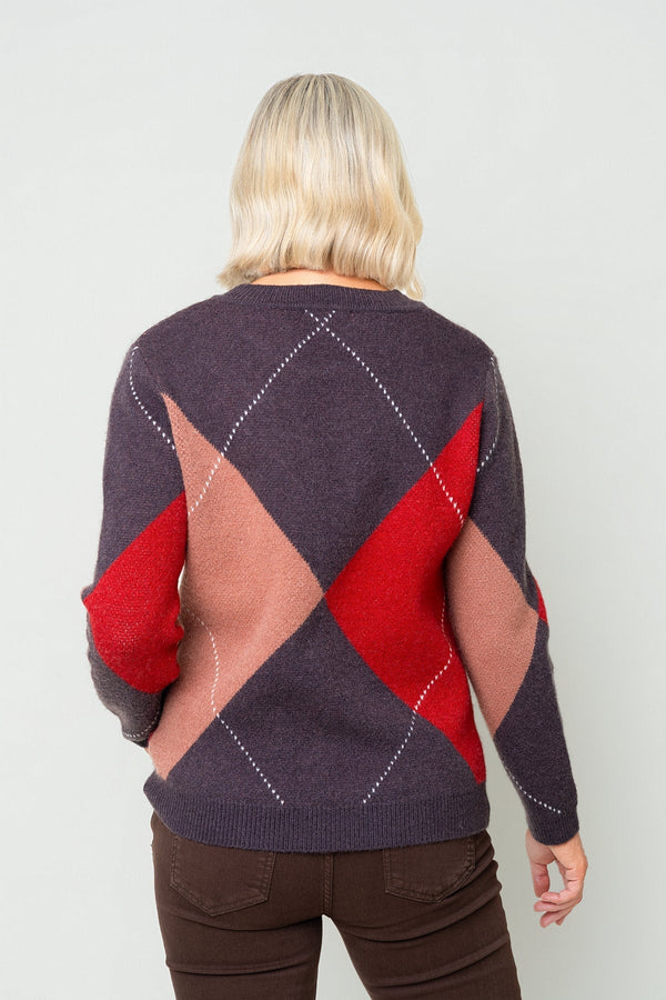 Carraig Donn Brown Argyle Long Sleeve Sweater