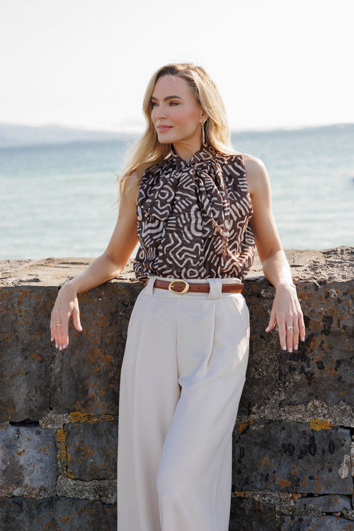 Brown Bow Back Halter Top