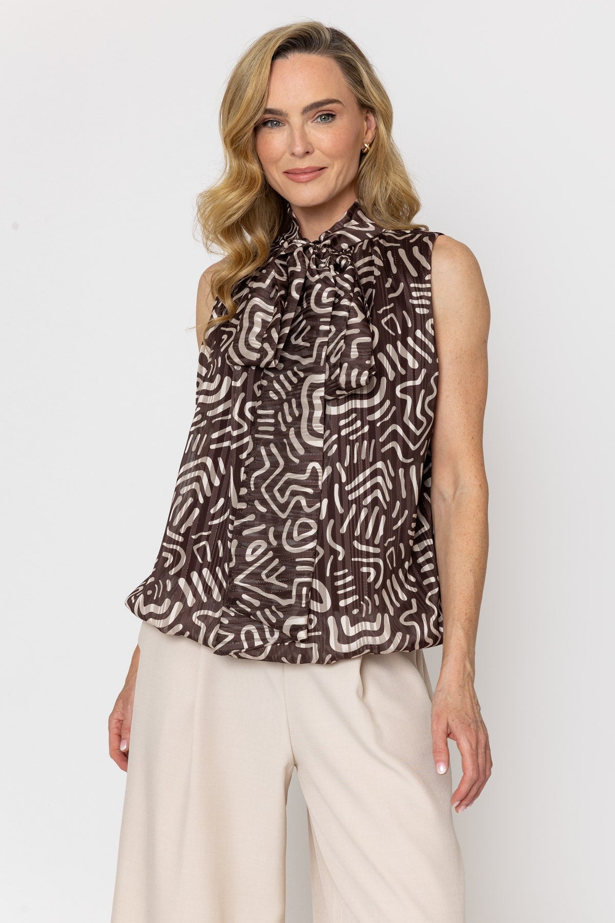 Brown Bow Back Halter Top