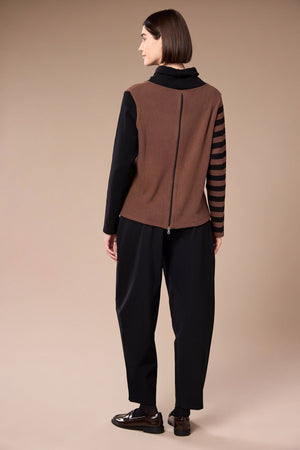 Carraig Donn Brown Colour Block Stripe Fleece