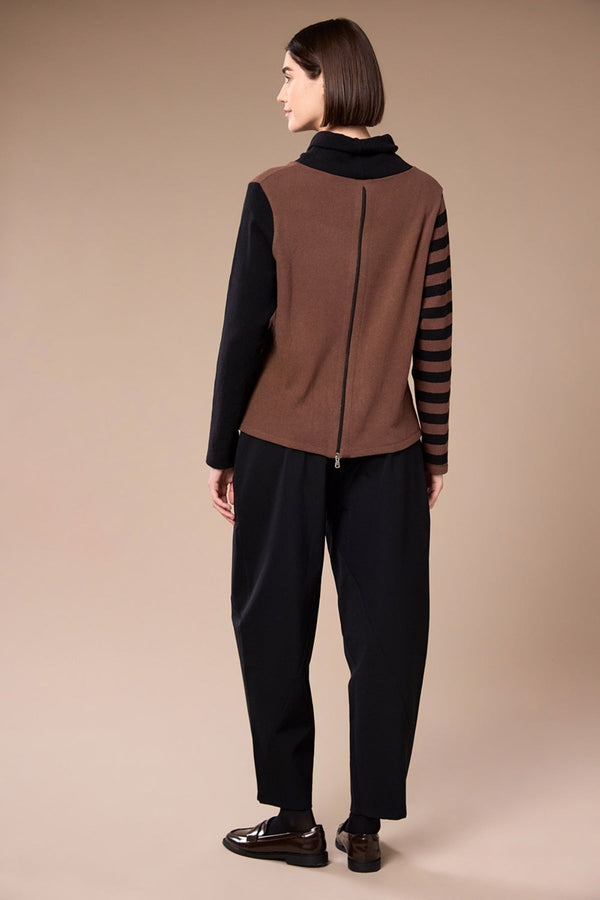 Carraig Donn Brown Colour Block Stripe Fleece
