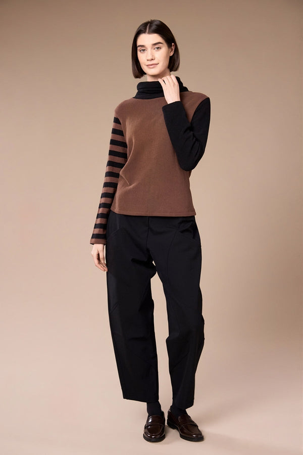 Carraig Donn Brown Colour Block Stripe Fleece