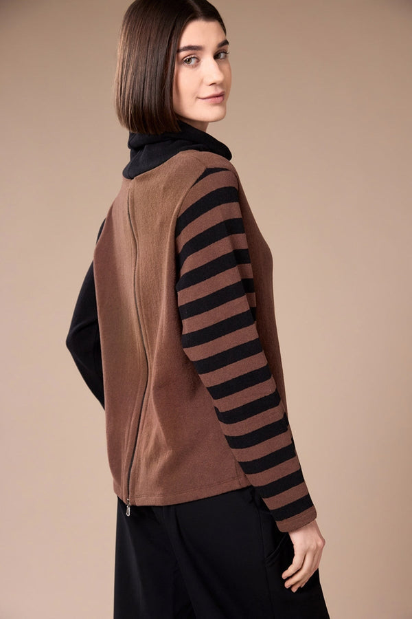 Carraig Donn Brown Colour Block Stripe Fleece