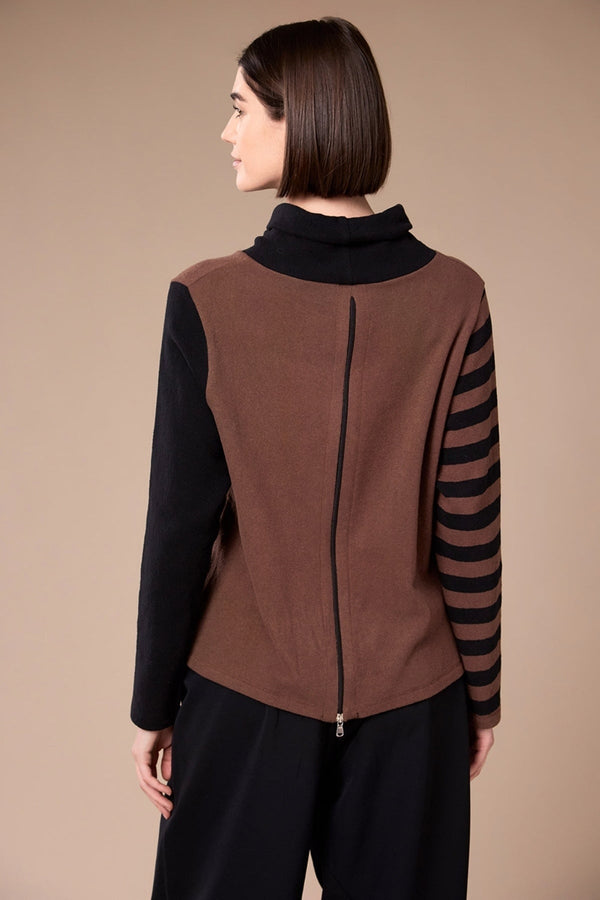Carraig Donn Brown Colour Block Stripe Fleece