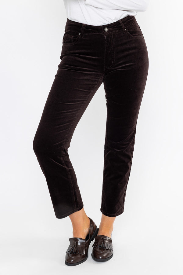 Carraig Donn Brown Corduroy High Waist Straight Leg Trousers
