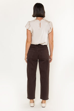 Carraig Donn Brown Cotton Barrel Leg Jeans