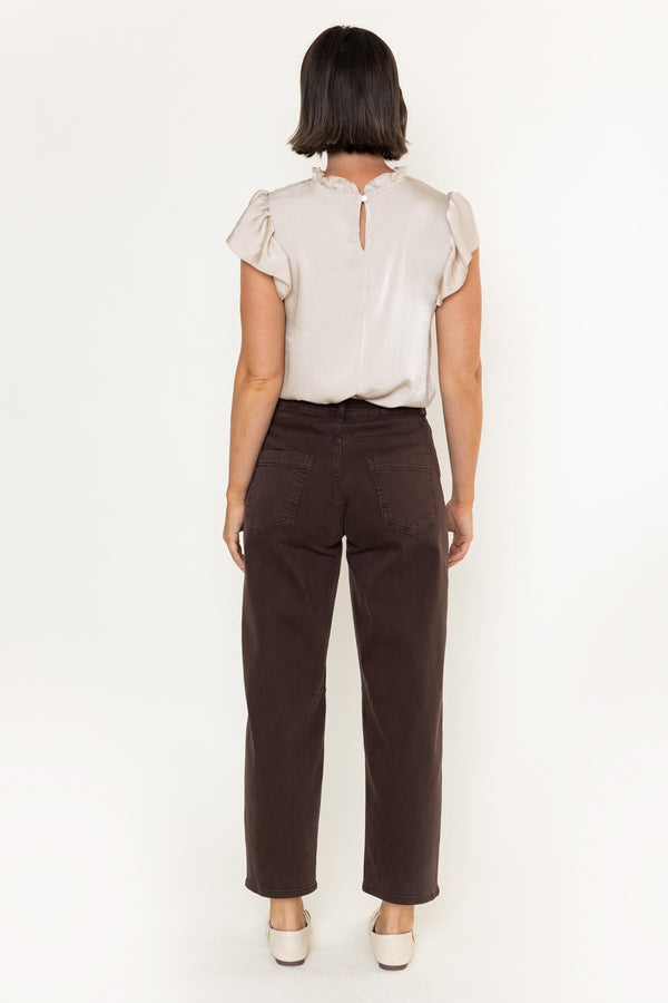 Carraig Donn Brown Cotton Barrel Leg Jeans
