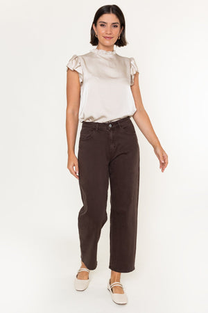 Carraig Donn Brown Cotton Barrel Leg Jeans