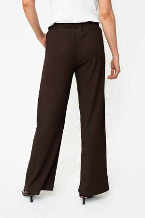 Carraig Donn Brown Crinkle Crepe Drawstring Wide Leg Trousers