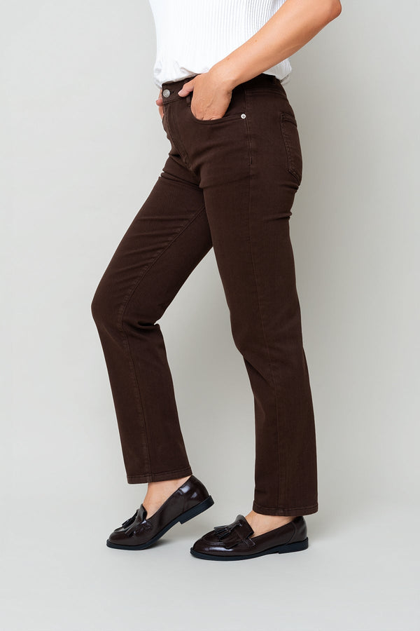 Carraig Donn Brown Denim High Waist Straight Leg 5 Pocket Jeans