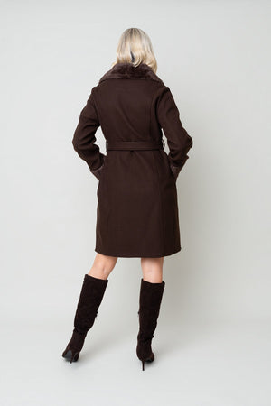 Carraig Donn Brown Faux Fur Collar And Cuffs Belted Longline Coat