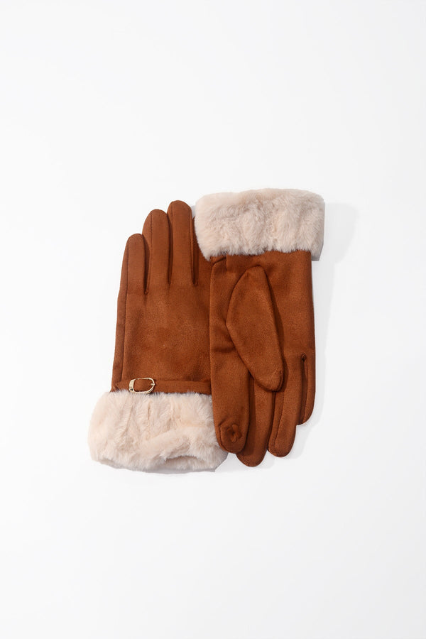 Carraig Donn Brown Faux Fur Trim Gloves