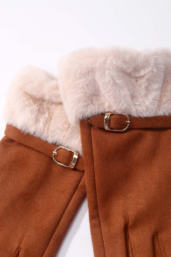 Carraig Donn Brown Faux Fur Trim Gloves