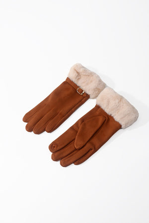 Carraig Donn Brown Faux Fur Trim Gloves