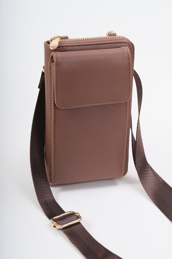 Carraig Donn Brown Faux Leather Crossbody Phone Bag