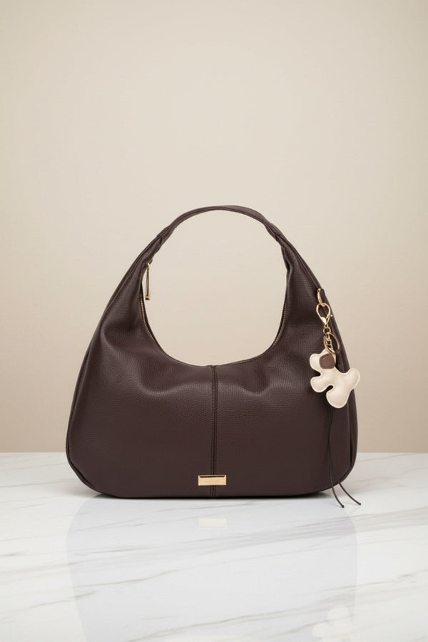 Carraig Donn Brown Faux Leather Dog Charm Hobo Shoulder Bag