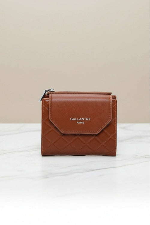 Brown Faux Leather Quilted Small Purse