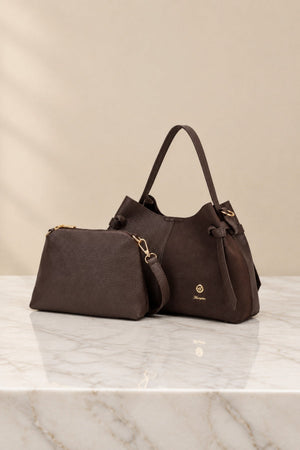 Carraig Donn Brown Faux Leather Top Handle Shoulder Bag