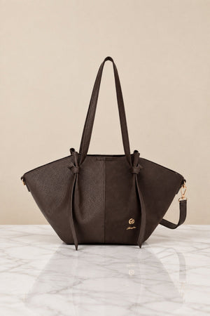 Carraig Donn Brown Faux Leather Winged Shoulder Tote Bag