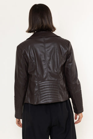 Carraig Donn Brown Faux Leather Zip Biker Jacket