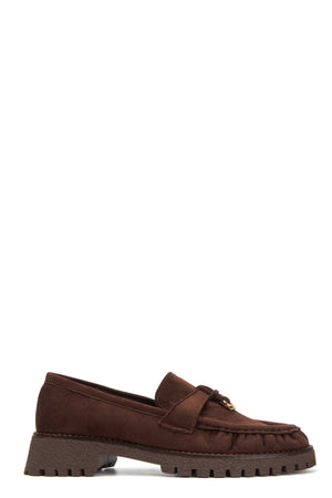 Carraig Donn Brown Faux Suede Charm Detail Chunky Sole Loafers