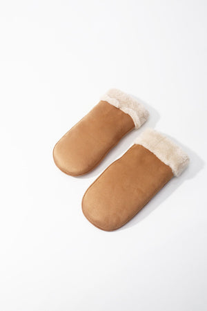 Carraig Donn Brown Faux Suede Faux Fur Trim Mitten Gloves