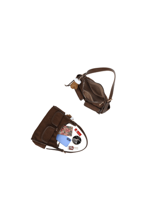 Carraig Donn Brown Faux Suede Front Pocket Hobo Shoulder Bag
