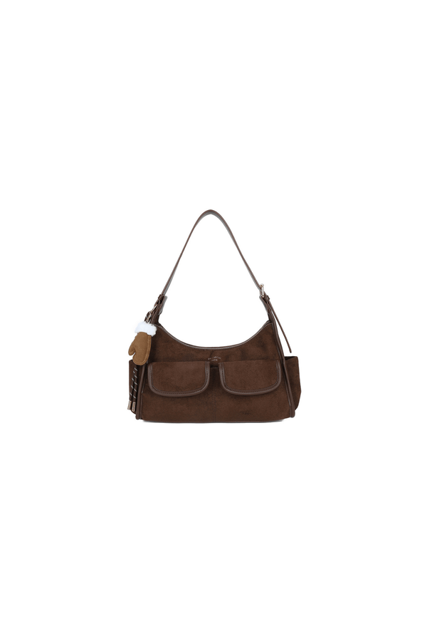 Carraig Donn Brown Faux Suede Front Pocket Hobo Shoulder Bag