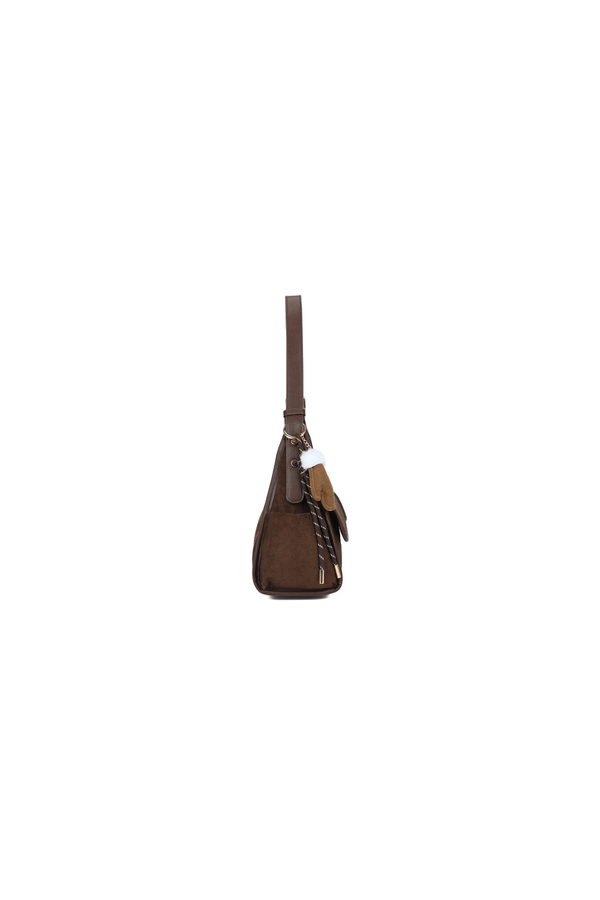 Carraig Donn Brown Faux Suede Front Pocket Hobo Shoulder Bag