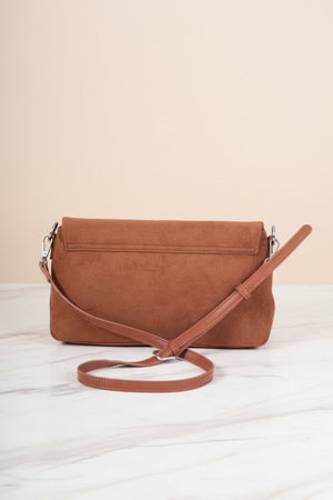 Carraig Donn Brown Faux Suede Silver Studded Shoulder Bag