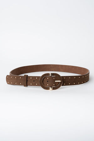 Carraig Donn Brown Faux Suede Studded Waist Belt