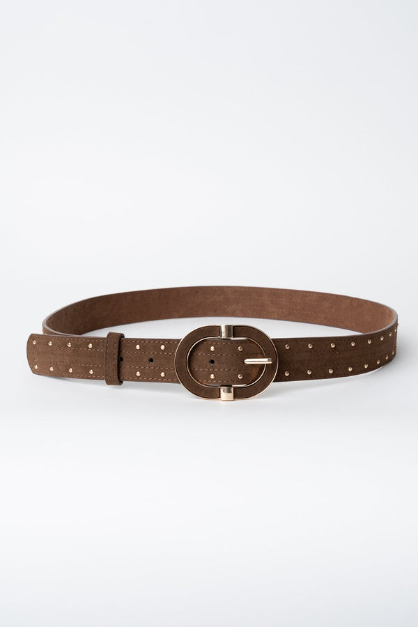 Carraig Donn Brown Faux Suede Studded Waist Belt