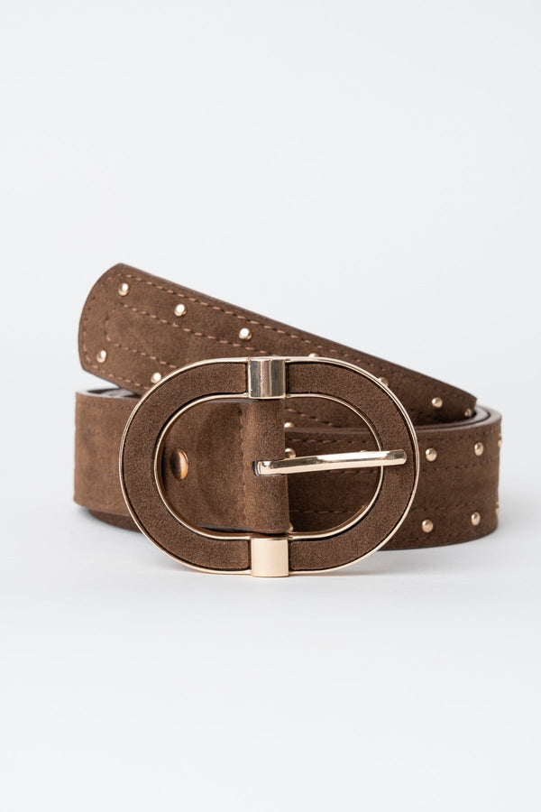 Carraig Donn Brown Faux Suede Studded Waist Belt