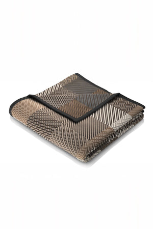 Carraig Donn Brown Herringbone Check Blanket With Fine Velour Binding