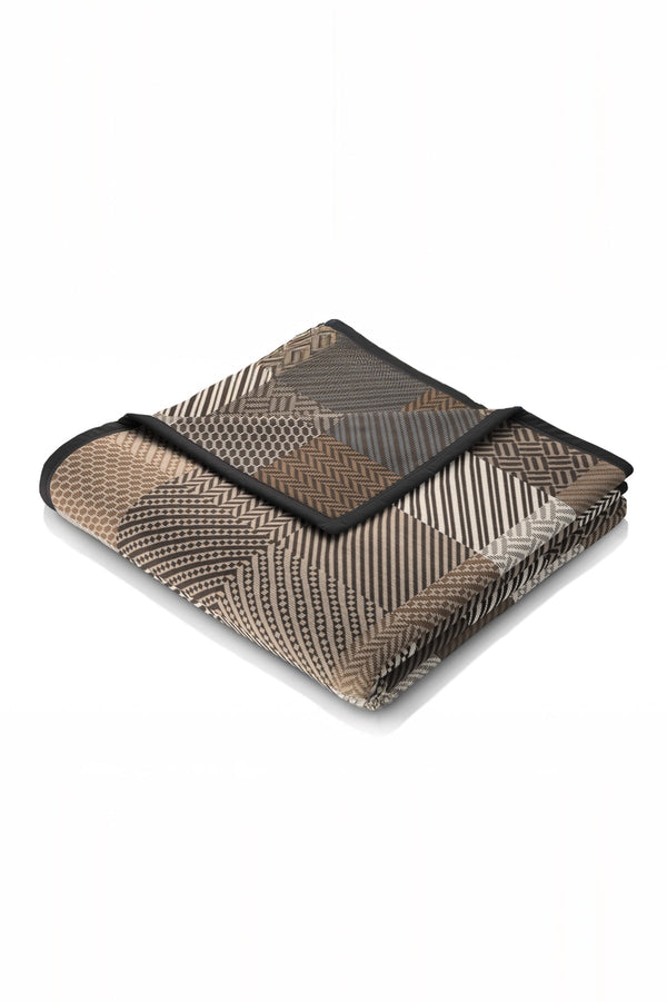 Carraig Donn Brown Herringbone Check Blanket With Fine Velour Binding