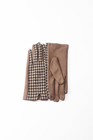 Carraig Donn Brown Houndstooth Touchscreen Gloves